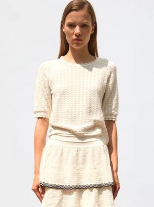 POINTELLE KNIT ELBOW  NATURELLE