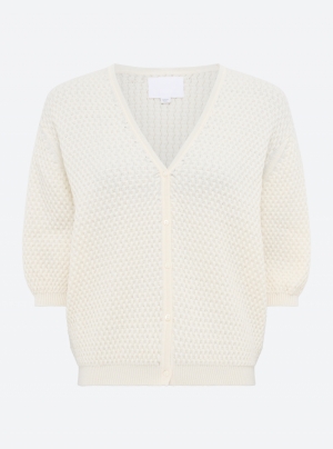 TEXTYRED KNIT ELBOW CARDIGAN NATURAL